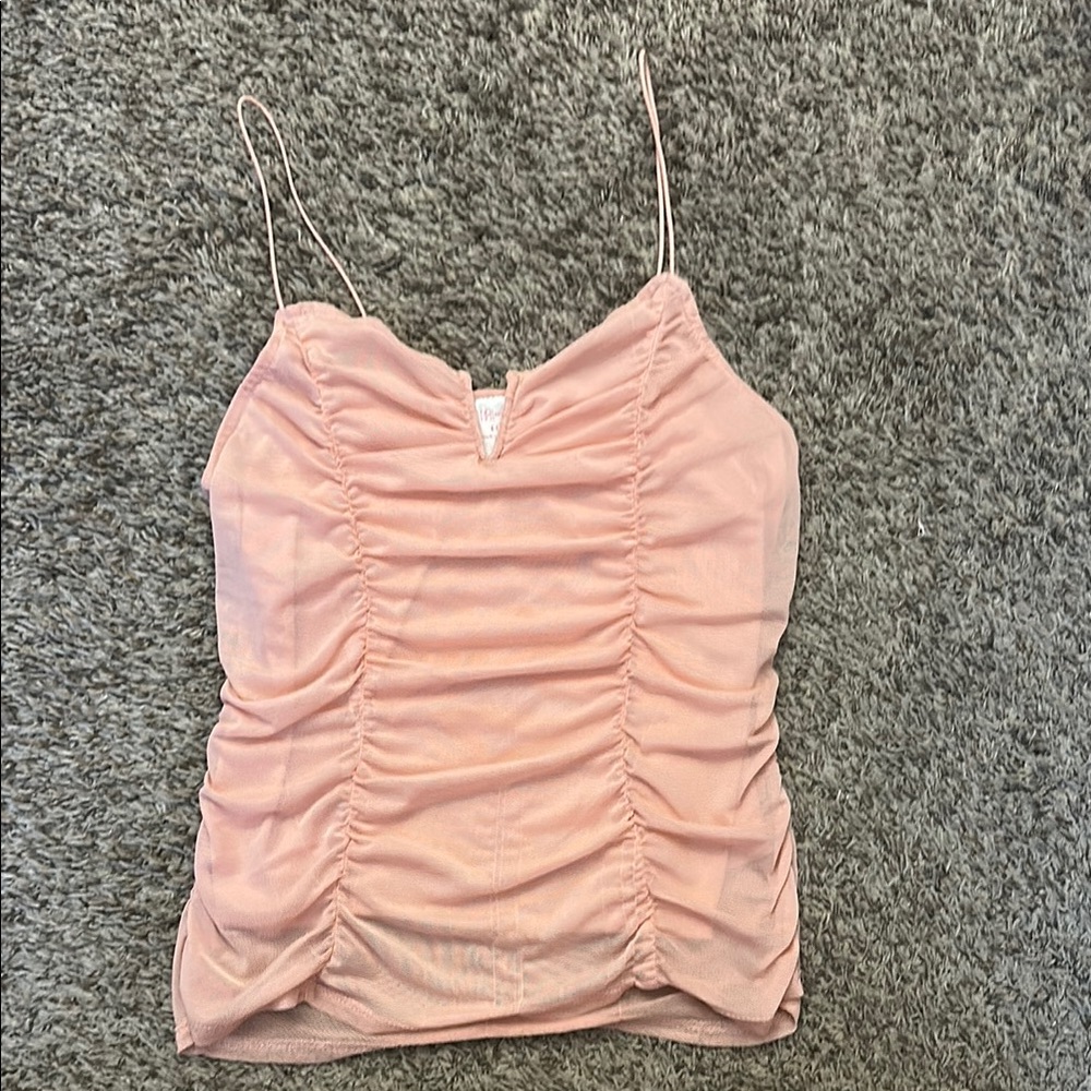 Pink Ruched Spaghetti Strap Top